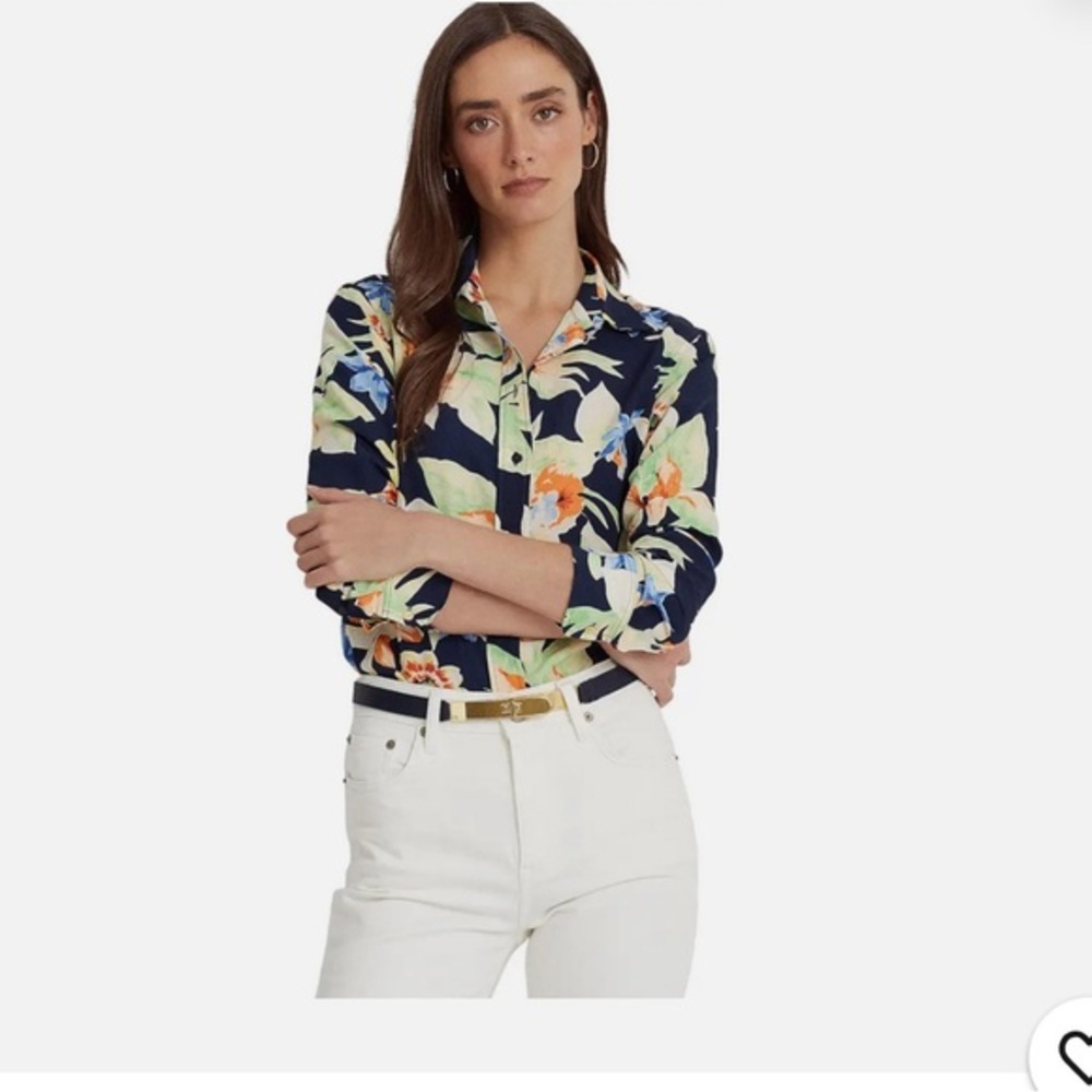 Lauren Ralph Lauren Men's Tropical Print Shirt - Navy and Multicolor